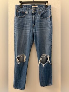 Levi's Low Pro Straight Medium Wash Ripped Jeans Size 4 / 27